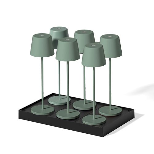 6 Lampes LED Avec Plateau De Chargement Kelly Vert Metal H38cm