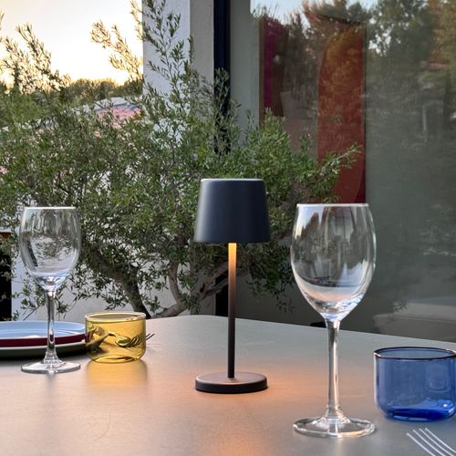 6 Mini Lampes Avec Plateau De Chargement Kelly Mini Gris Anthracite Aluminium H22cm