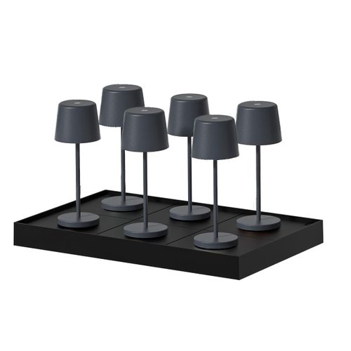 6 Mini Lampes Avec Plateau De Chargement Kelly Mini Gris Anthracite Aluminium H22cm