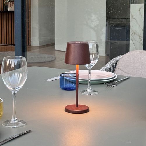 6 Mini Lampes Avec Plateau De Chargement Kelly Mini Marron Aluminium H22cm
