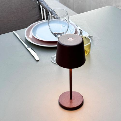 6 Mini Lampes Avec Plateau De Chargement Kelly Mini Marron Aluminium H22cm