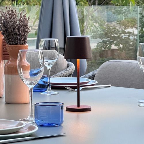 6 Mini Lampes Avec Plateau De Chargement Kelly Mini Marron Aluminium H22cm