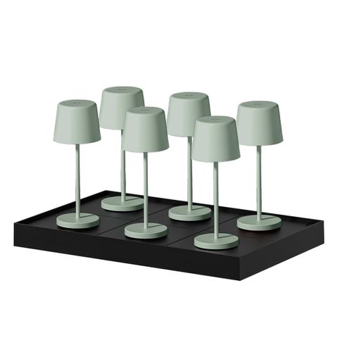 6 Mini Lampes Avec Plateau De Chargement Kelly Mini Vert Aluminium H22cm