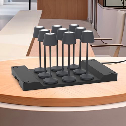 9 Lampes Avec Plateau De Chargement Emily Gris Anthracite Aluminium H25cm