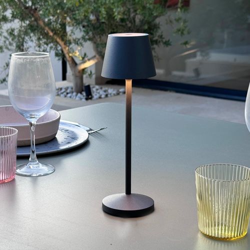 9 Lampes Avec Plateau De Chargement Emily Gris Anthracite Aluminium H25cm