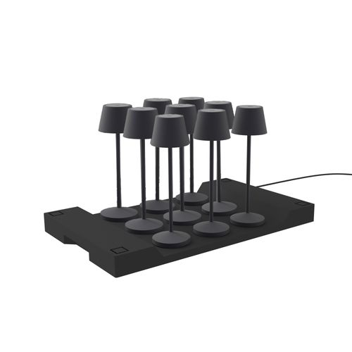 9 Lampes Avec Plateau De Chargement Emily Gris Anthracite Aluminium H25cm