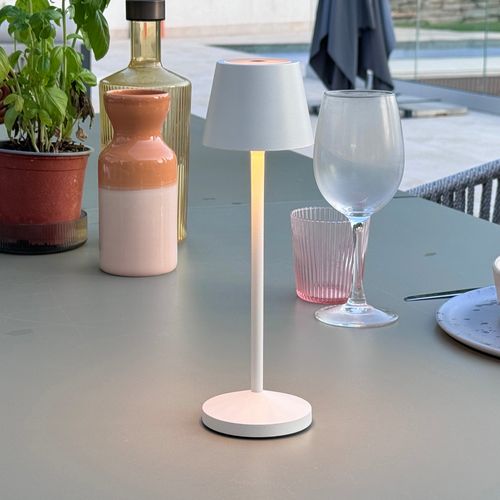9 Lampes De Table Emily Blanc + Base De Chargement
