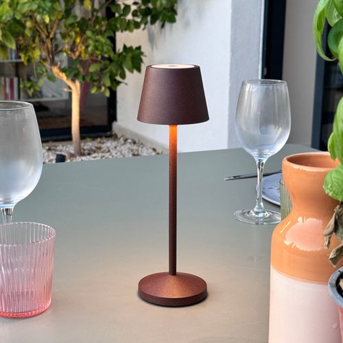 9 Lampes Avec Plateau De Chargement Emily Marron Aluminium H25cm