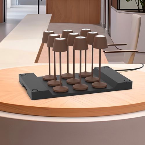 9 Lampes Avec Plateau De Chargement Emily Marron Aluminium H25cm