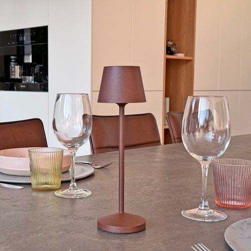 9 Lampes Avec Plateau De Chargement Emily Marron Aluminium H25cm
