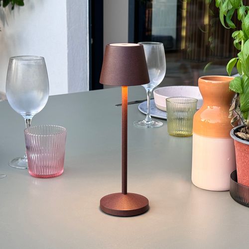 9 Lampes Avec Plateau De Chargement Emily Marron Aluminium H25cm