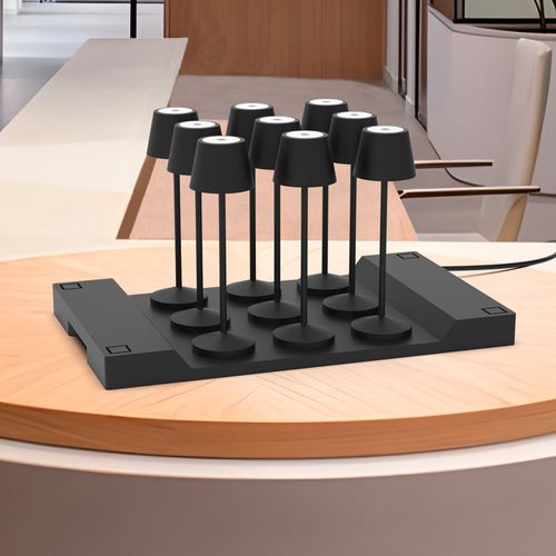 9 Lampes Avec Plateau De Chargement Emily Noir Aluminium H25cm