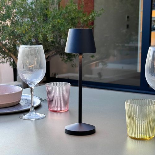9 Lampes Avec Plateau De Chargement Emily Noir Aluminium H25cm