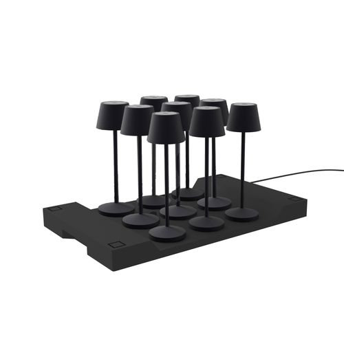 9 Lampes Avec Plateau De Chargement Emily Noir Aluminium H25cm