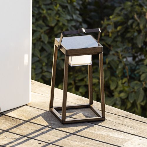 Lanterne Design Sans Fil LED Verona Marron Aluminium H30cm