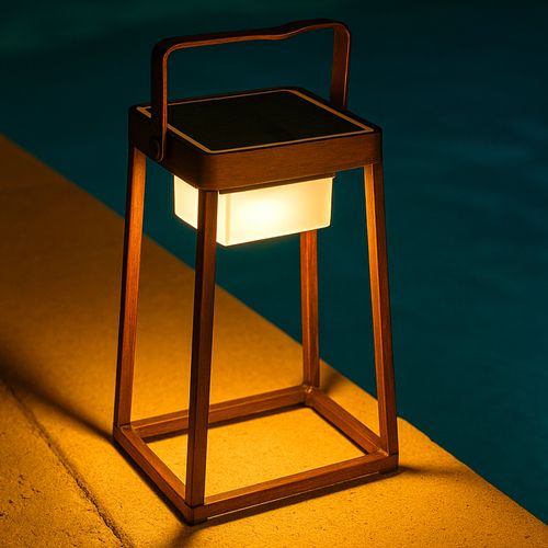 Lanterne Design Sans Fil LED Verona Marron Aluminium H30cm