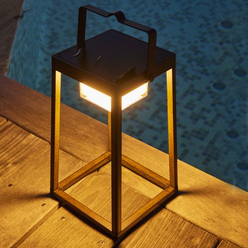 Lanterne Design Sans Fil LED Verona Marron Aluminium H30cm