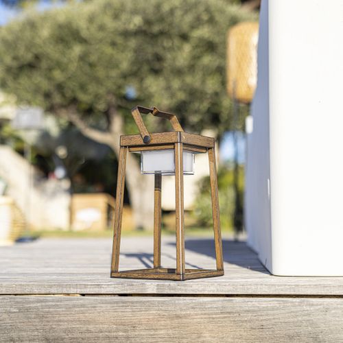 Lanterne Design Sans Fil LED Verona Marron Aluminium H30cm