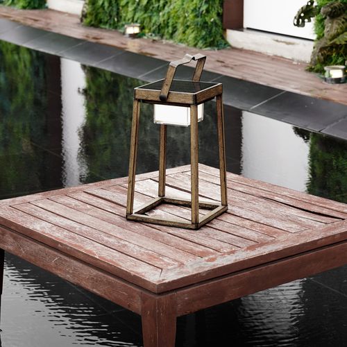 Lanterne Design Sans Fil LED Verona Marron Aluminium H30cm