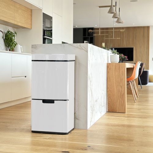 Poubelle Automatique Tri Sélectif Narvik Blanc 75l