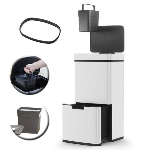 Poubelle Automatique Tri Sélectif Narvik Blanc 75l