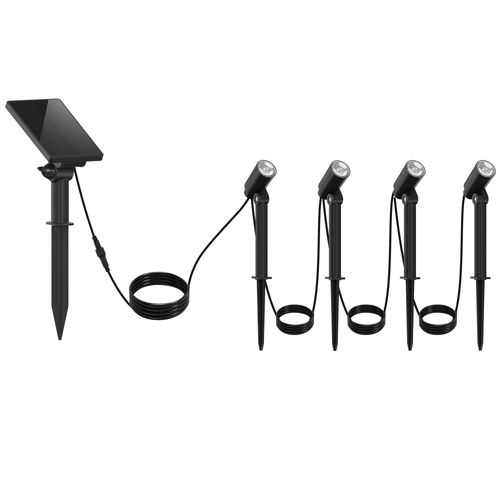 Lot De 4 Spots Solaires LED Roundy Mini Noir Plastique H27cm