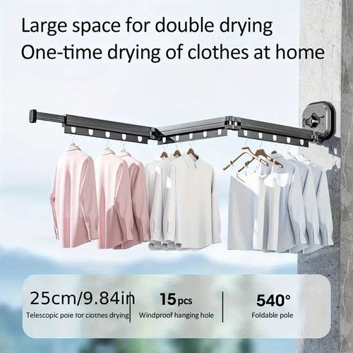 Étendoir à Linge Mural Extensible Python Noir Aluminium 125cm