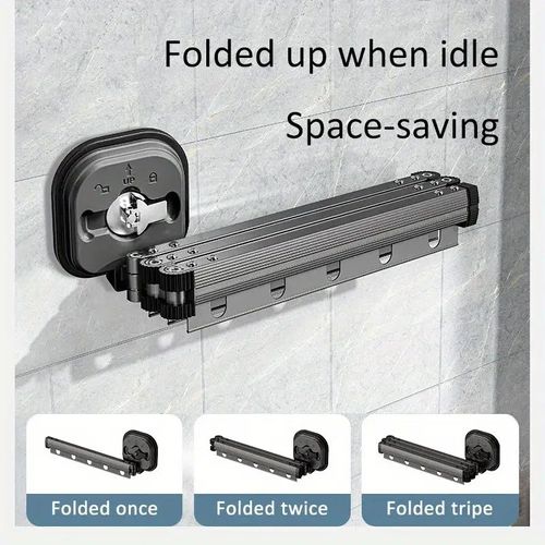 Étendoir à Linge Mural Extensible Python Noir Aluminium 125cm