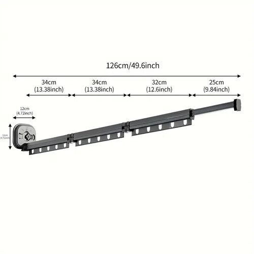 Étendoir à Linge Mural Extensible Python Noir Aluminium 125cm