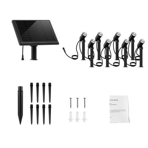 Lot De 8 Spots Solaires LED Roundy Mini Noir Plastique H27cm