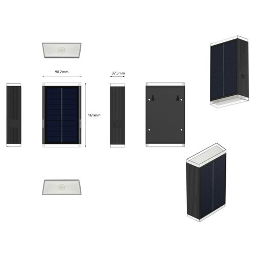 Lot De 2 Projecteurs Solaires Rody Noir Plastique H18 Cm