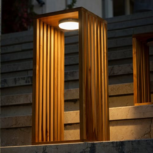 Lanterne Solaire Décorative Chennai Bois Bois H50cm