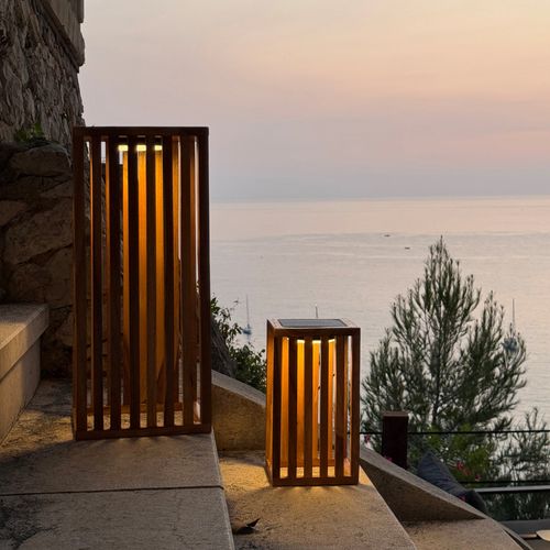 Lanterne Solaire Décorative Chennai Bois Bois H50cm