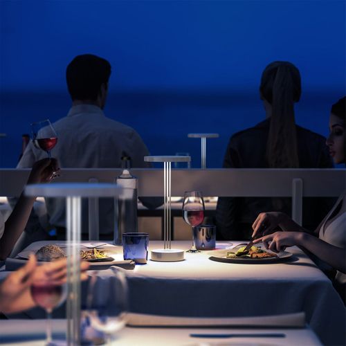 Lampe De Table Sans Fil LED Trizio Blanc Aluminium H33cm