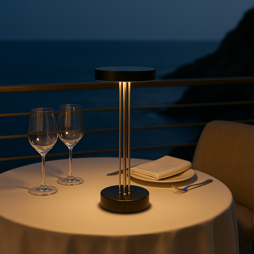 Lampe De Table Sans Fil LED Trizio Noir Aluminium H33cm