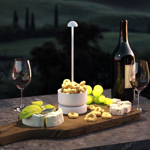 Lampe De Table Sans Fil Aluminium Basket Blanc H31cm