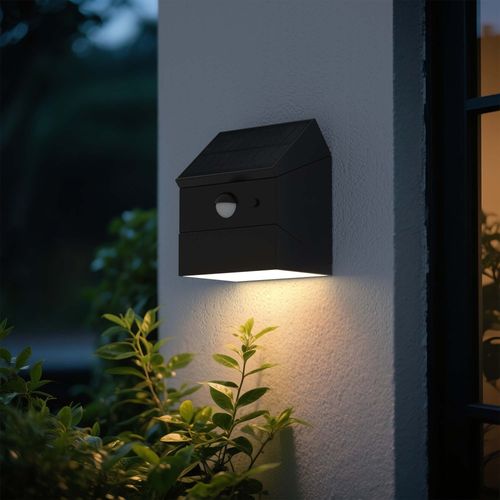 2 Appliques Murales Solaires Lumicube Noir Plastique H9.48cm