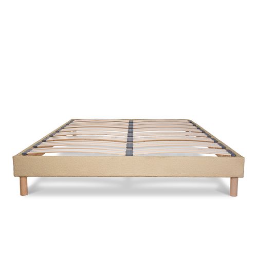 Sommier à Lattes Laine Bouclée Taupe Bianca - 140 X 190 Cm