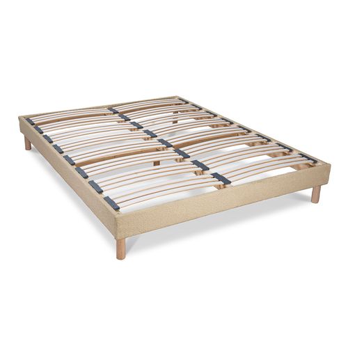 Sommier à Lattes Laine Bouclée Taupe Bianca - 140 X 190 Cm