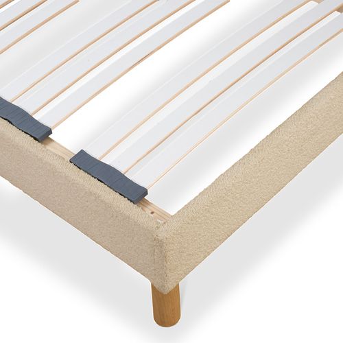 Sommier à Lattes Laine Bouclée Taupe Bianca - 140 X 190 Cm