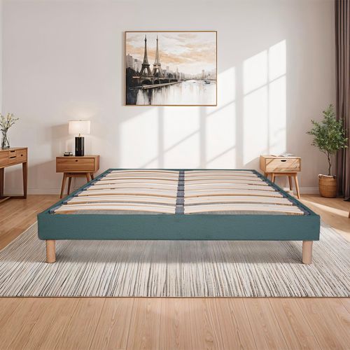 Sommier à Lattes Laine Bouclée Bleu Bianca - 140 X 190 Cm