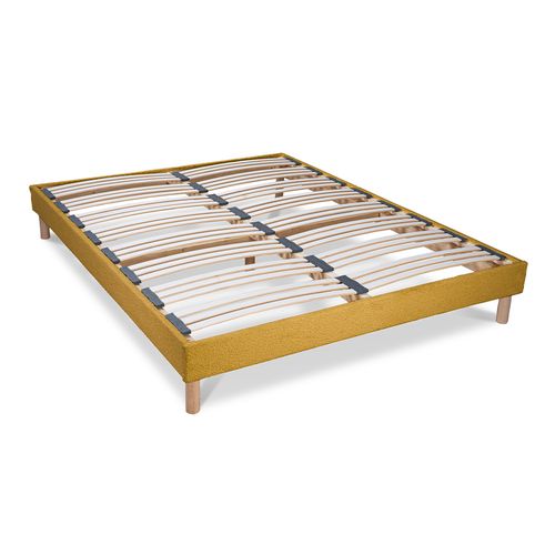 Sommier à Lattes Laine Bouclée Jaune Bianca - 140 X 200 Cm