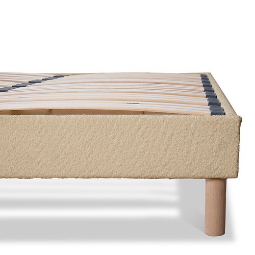 Sommier à Lattes Laine Bouclée Taupe Bianca - 160 X 200 Cm