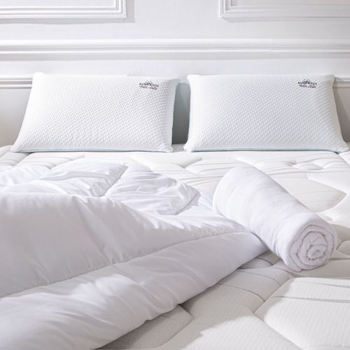 Matelas Suprême Mousse Haute Densité Accueil Mémoire De Forme+ Sommier + Accessoires - 140 X 200 Cm