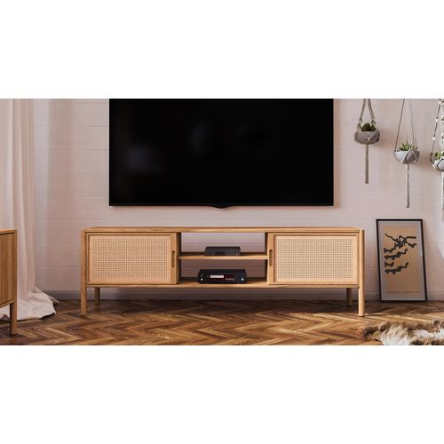 Meuble TV Bois Hêtre 3 Tiroirs Paola  144x45cm