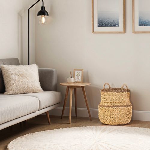 Panier Jonc De Mer Naturel Et Brun