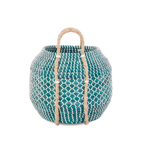 Panier Jonc De Mer Bleu Turquoise