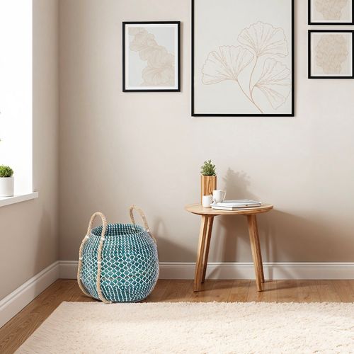 Panier Jonc De Mer Bleu Turquoise