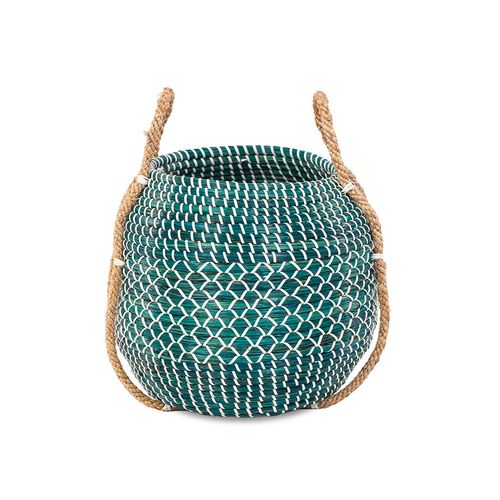 Panier Jonc De Mer Bleu Turquoise