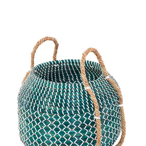 Panier Jonc De Mer Bleu Turquoise